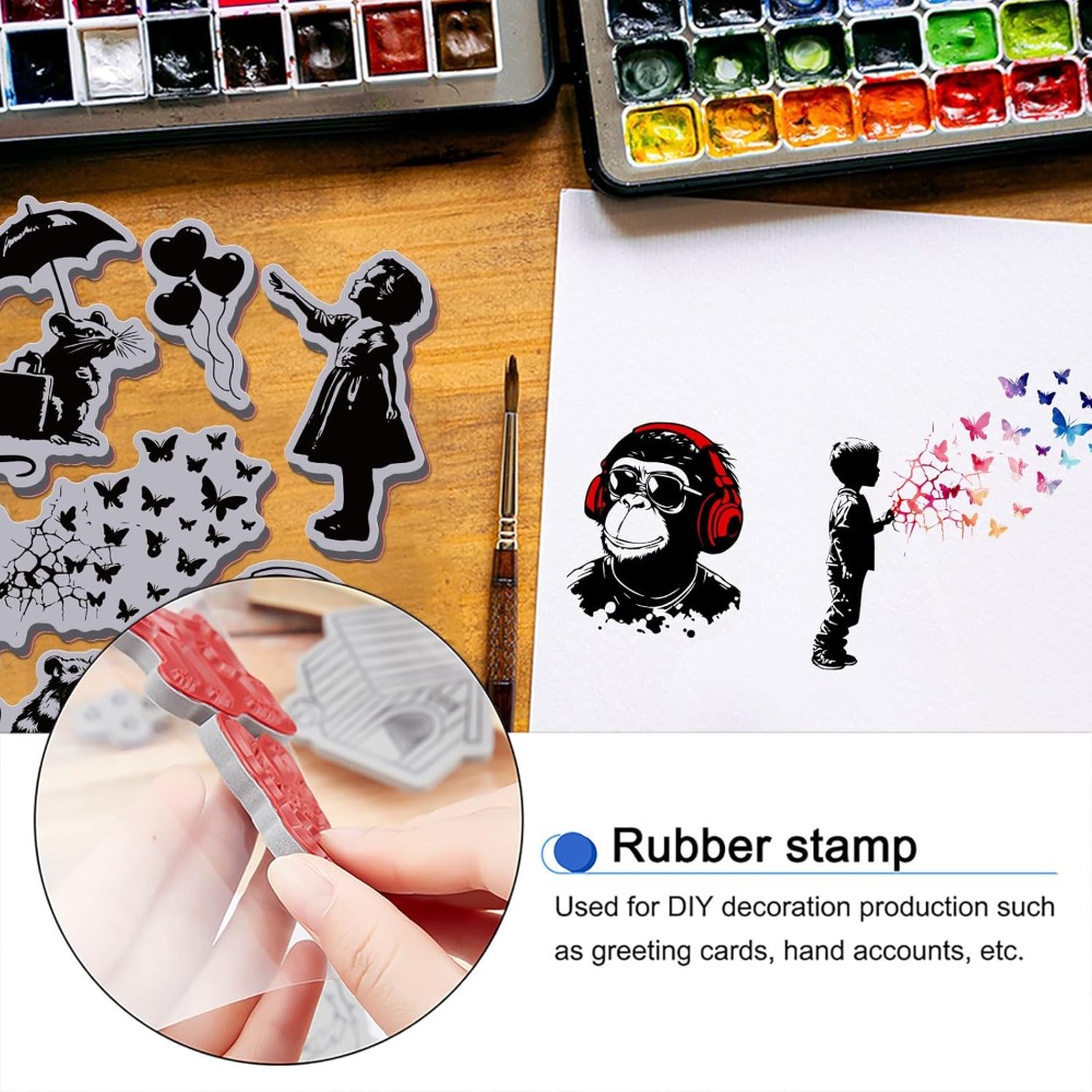 Grafitti Balloon Monkey Cling  - Butterfly Rubber Sheet recension och pris