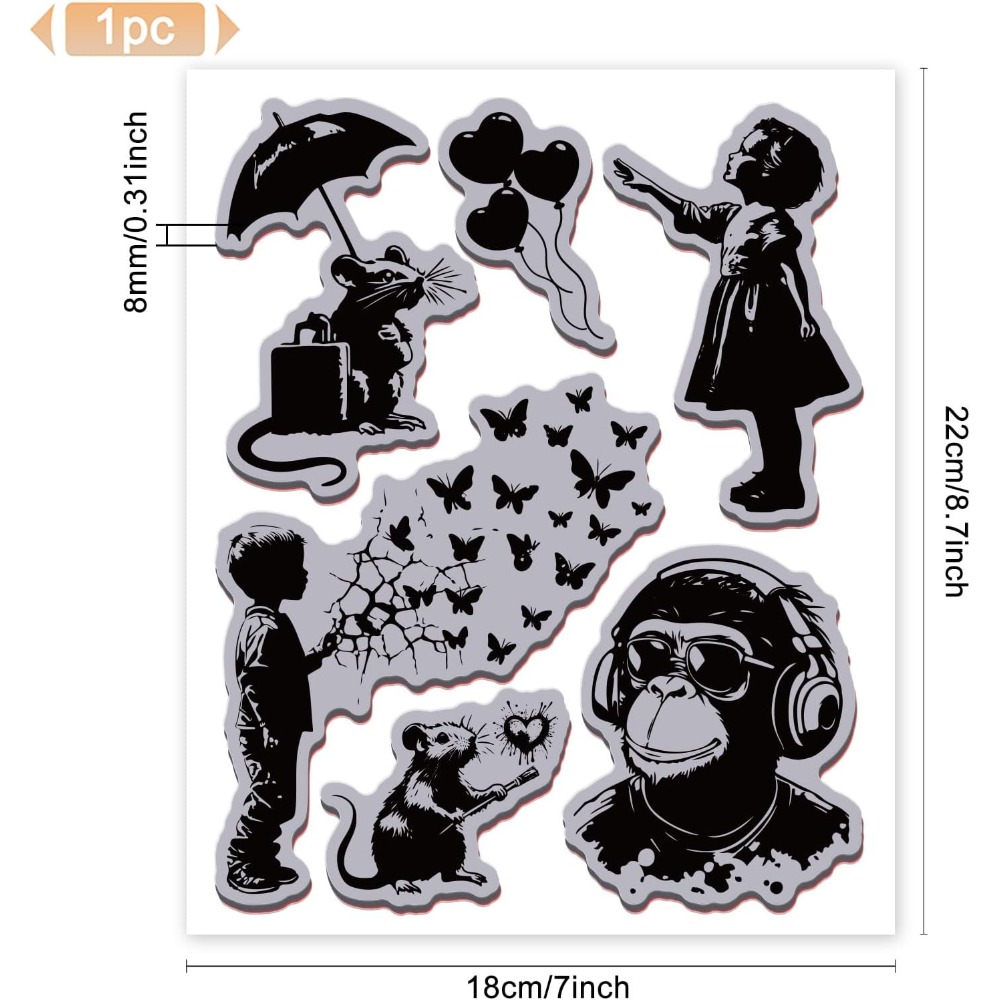 Grafitti Balloon Monkey Cling  - Butterfly Rubber Sheet recension och pris