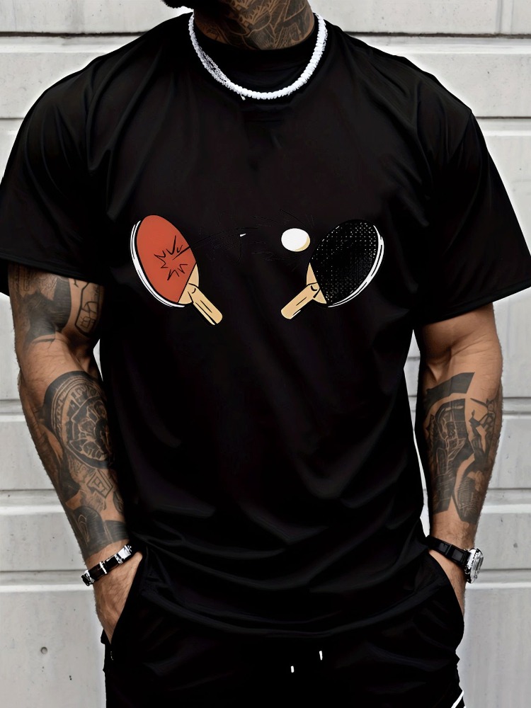 Mens Summer Tee Cartoon Table  - Table Tennis Outfit Male recension och pris