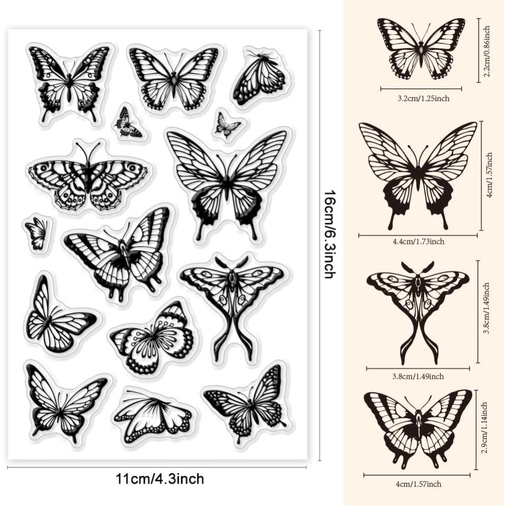 1 Sheet Clear Stamp for Card M - Butterfly Rubber Sheet recension och pris