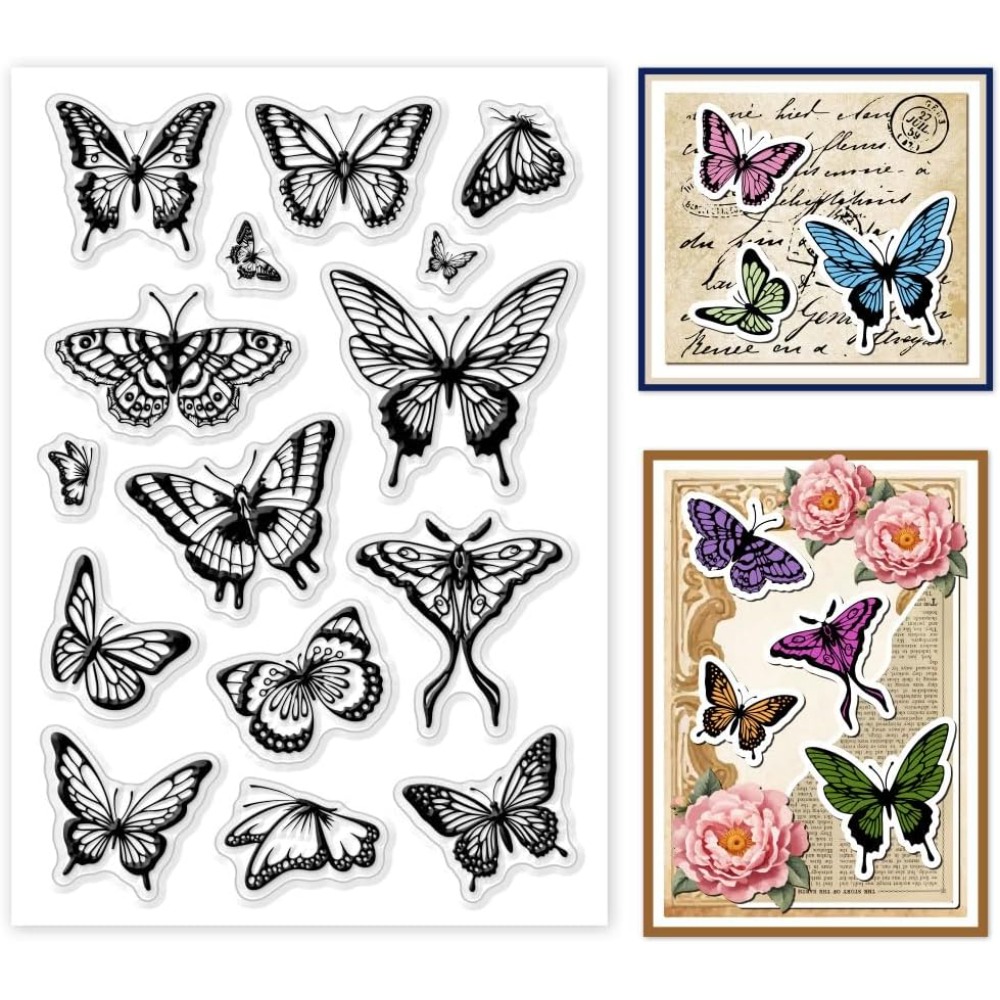1 Sheet Clear Stamp for Card M - Butterfly Rubber Sheet recension och pris