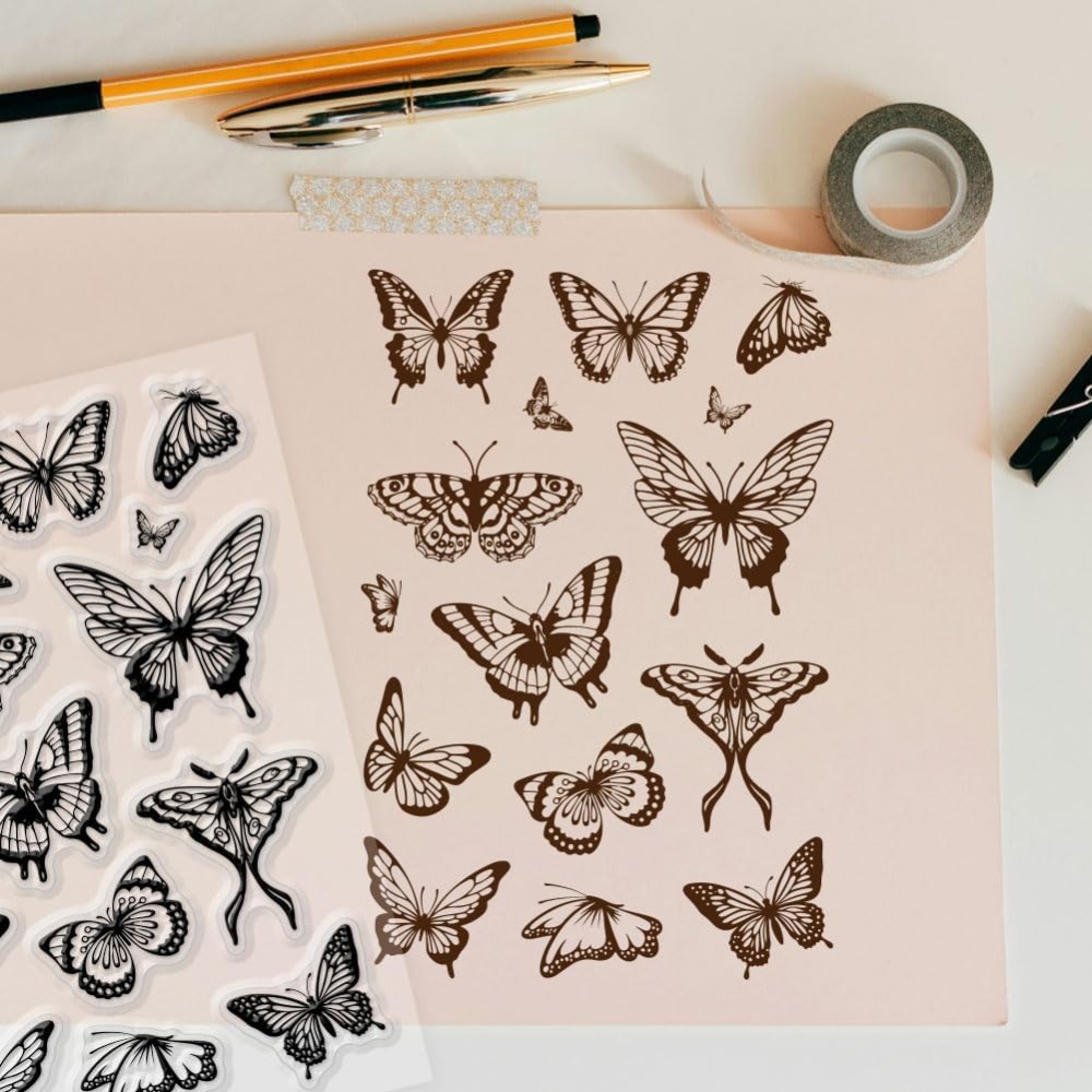 1 Sheet Clear Stamp for Card M - Butterfly Rubber Sheet recension och pris